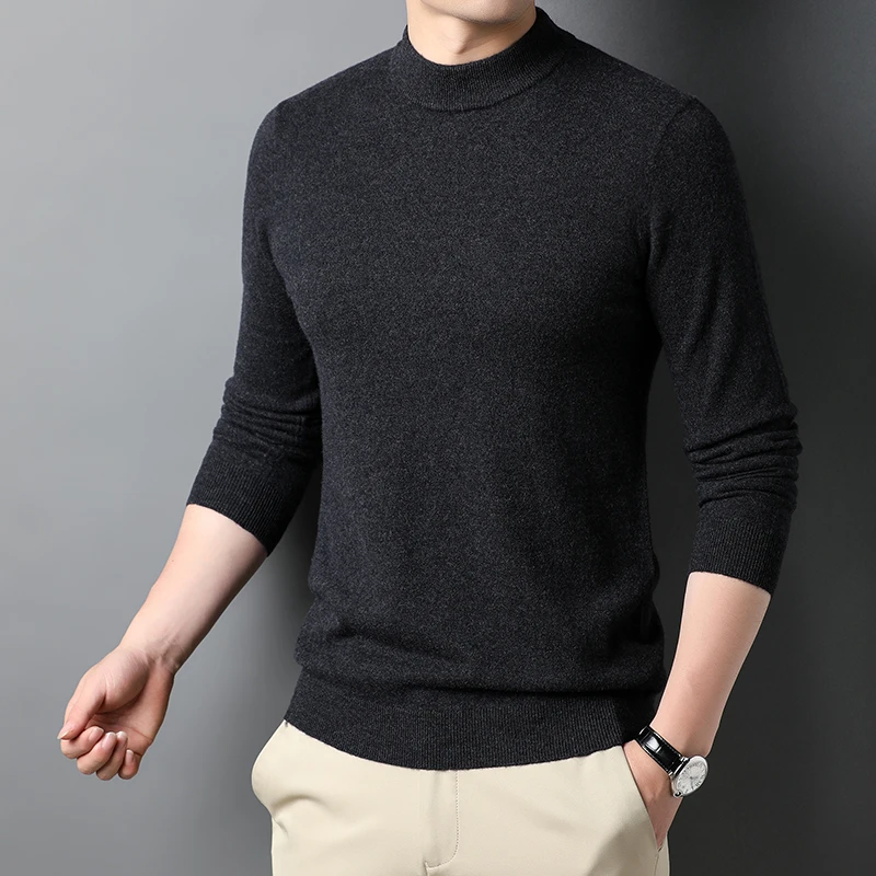 雅鹿男装2024年秋冬新款圆领羊毛衫亲肤柔软男士针织衫毛衣68183