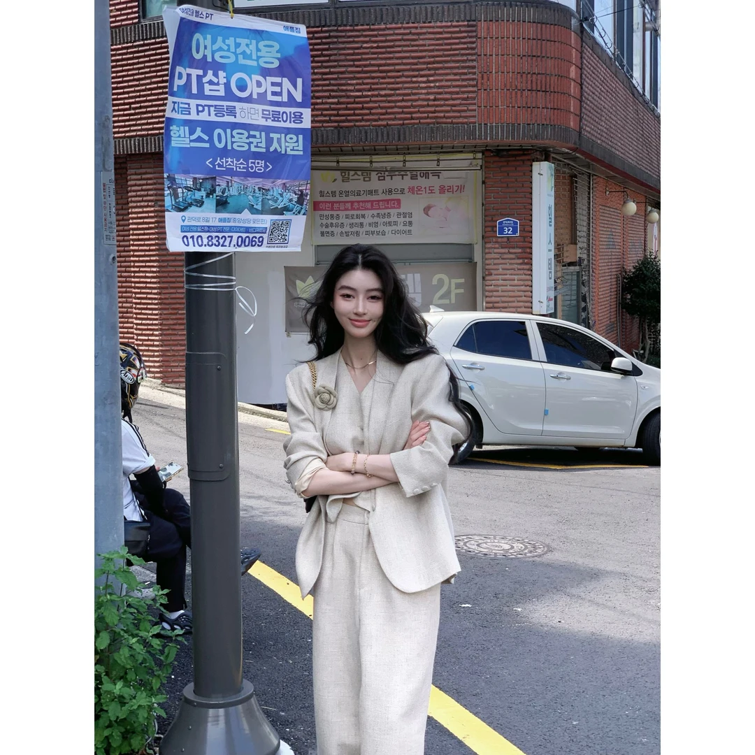 Z11《玫瑰巴比伦》 早秋新款精致西装马甲（含山茶花）三件套时髦气质