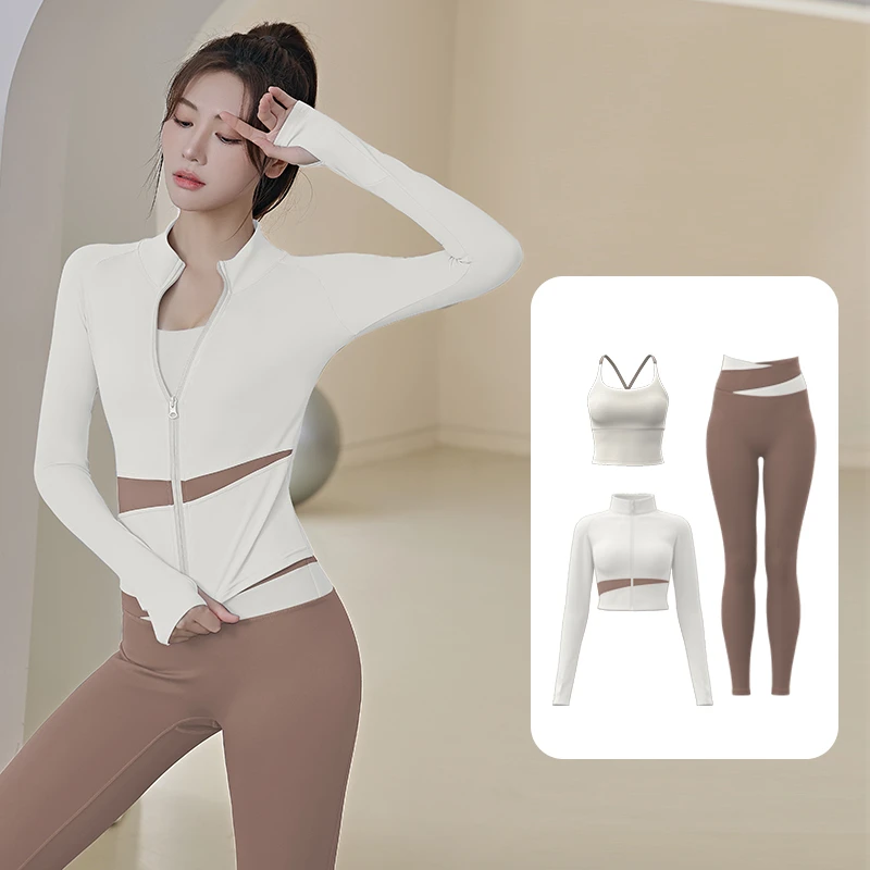 吊带三件套时尚气质外穿吊带瑜伽裤外套弹力显瘦运动休闲速干