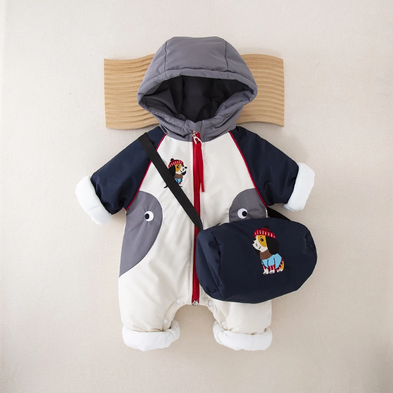 新起点服饰婴儿冬季连体衣男宝宝冬季加厚棉服新生儿外出抱衣爬服