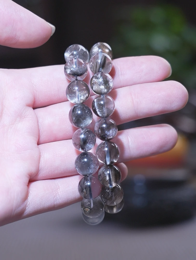 天然黑银钛水晶手串多样性发其一