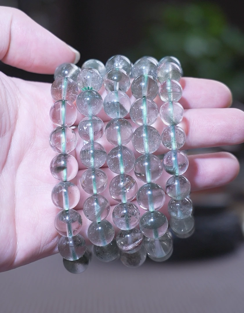 天然绿幽灵水晶手串多样性发其一