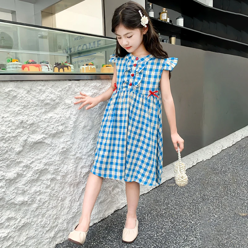 女童棉布连衣裙夏季2024新款洋气无袖背心裙中大儿童吊带公主裙子