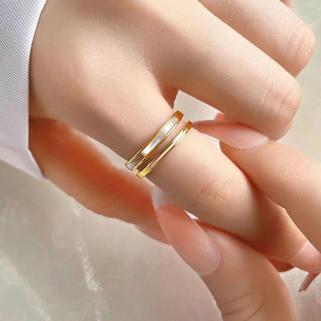 铜合金戒指 JZ1018-电镀双层开口戒指时尚小众简约