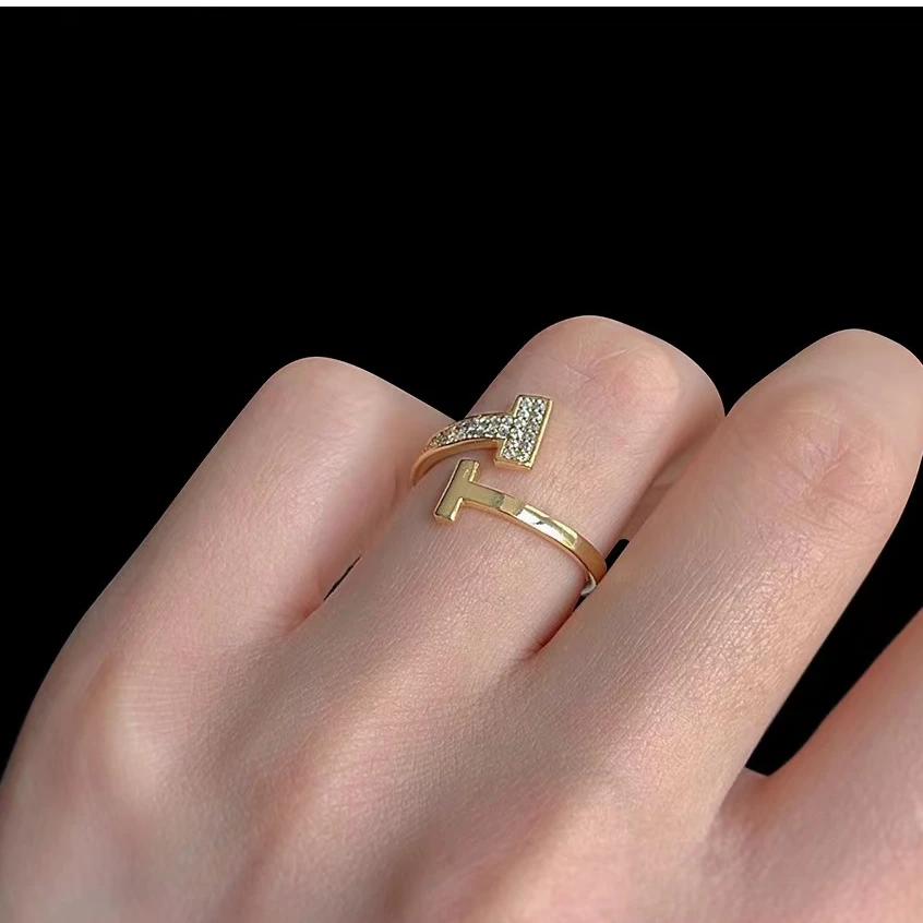 铜合金戒指 JZ1034-lasT形开口戒指可调节戒指气质轻奢