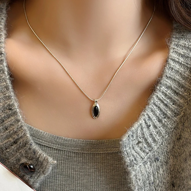 铜合金项链 XL1039-韩版时尚椭圆项链气质轻奢小众简约