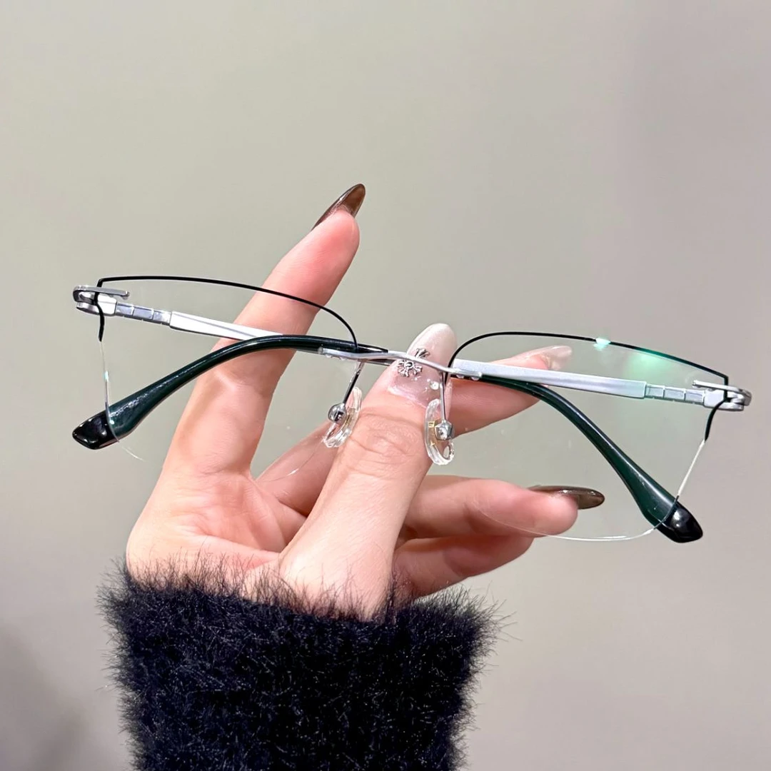 嘉成眼镜【珐琅彩无框】高端系列异形切边深圳纯钛IP电镀90011