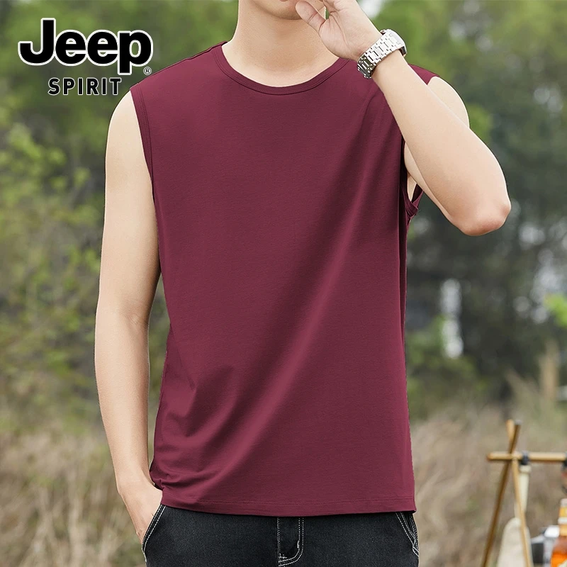 JEEPSPIRIT吉普男士背心无痕夏季薄款内穿跨栏运动无袖t恤汗衫衣