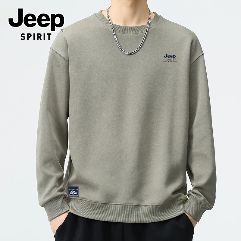 JEEPSPIRIT吉普卫衣男款爆款2025新款加绒休闲百搭舒适圆领t恤男