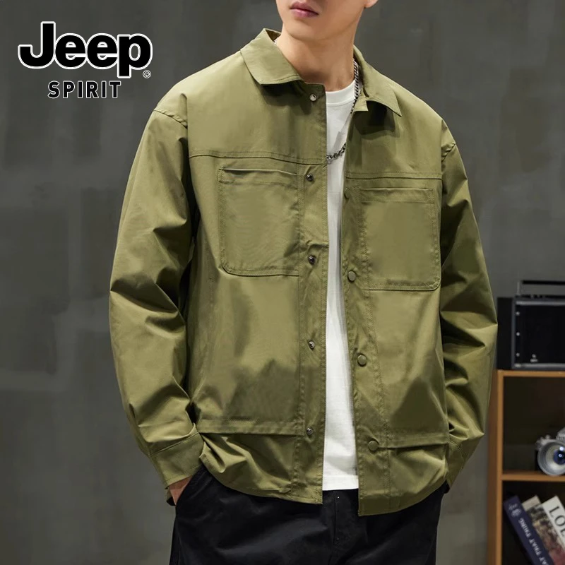 JEEPSPIRIT吉普工装夹克男士2024春秋季新款美式休闲时尚潮牌外套