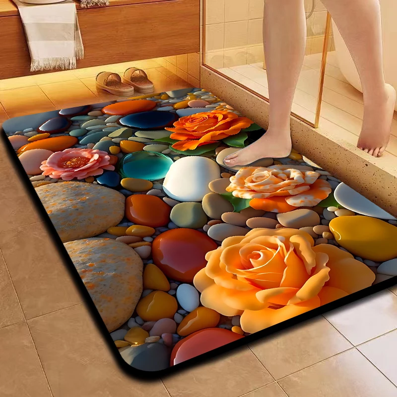 软硅藻泥5D立体吸水防滑垫家用卧室卫生间洗手台浴室入户门垫门厅