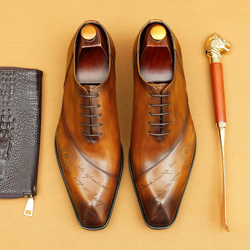 英伦皮鞋男款2025新款真皮尖头商务正装牛津结婚高档真皮正品男鞋
