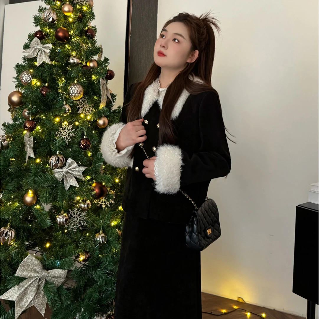 NANXU/楠序鹿鹿【薄雾初雪】微胖女装 2023冬时尚小香风外套YZ20288