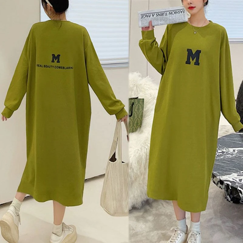 户外女秋冬加绒加厚新款户外女春秋款长袖宽松长款过膝可外穿长裙