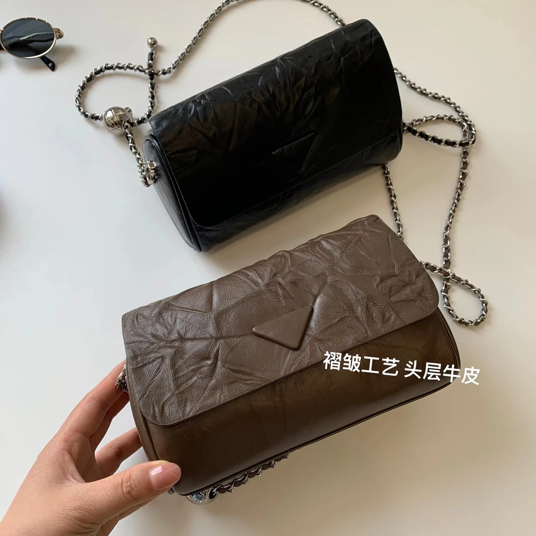 SANMI/叁米 头层牛三角形链条斜挎包 16189