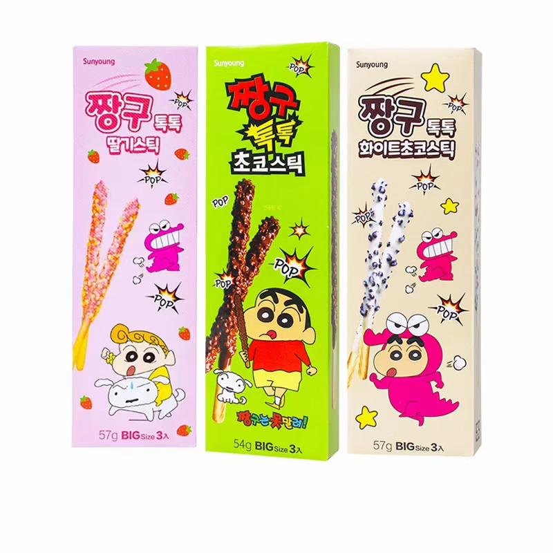 准新品  415-蜡笔小新跳跳糖巧克力饼干棒儿童零食发三盒