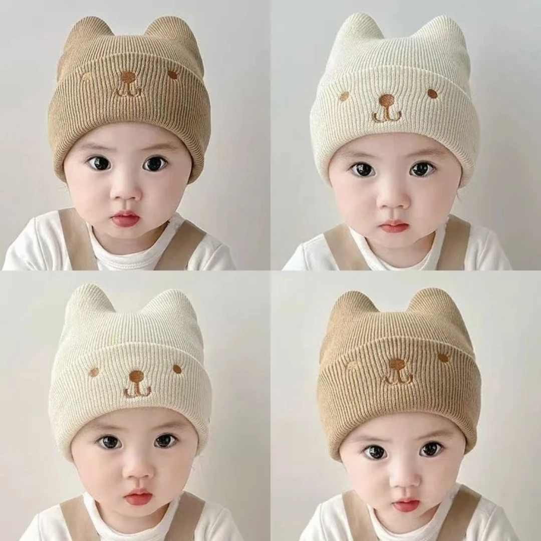 儿童帽子冬款毛线帽男女童秋冬季婴儿加厚保暖宝宝针织防风护耳帽