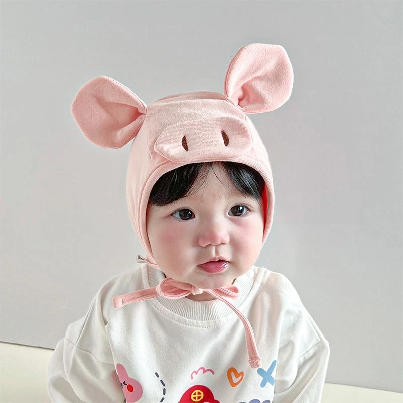 婴儿帽子春秋季可爱胎帽超萌套头帽新生宝宝护囟门帽婴幼儿护耳帽