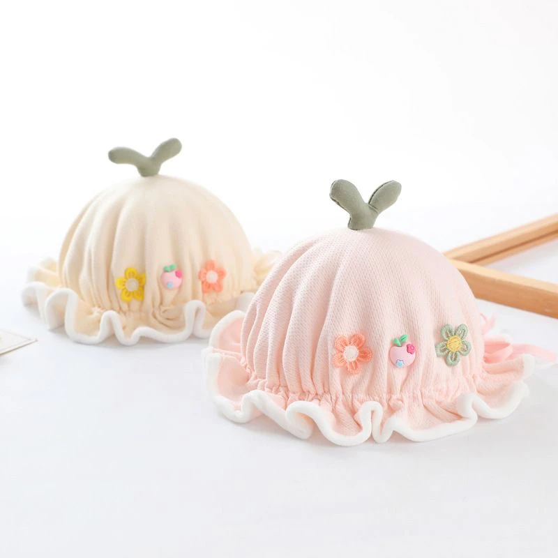 婴儿帽子秋冬公主可爱新生儿加绒胎帽保暖冬季小月龄女宝宝渔夫帽