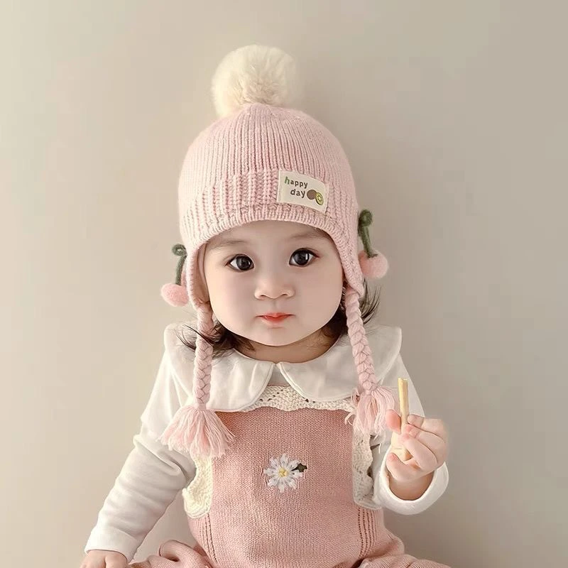 可爱帽子婴儿帽子秋冬季男女儿童宝宝毛线帽春秋款护耳套头公主帽