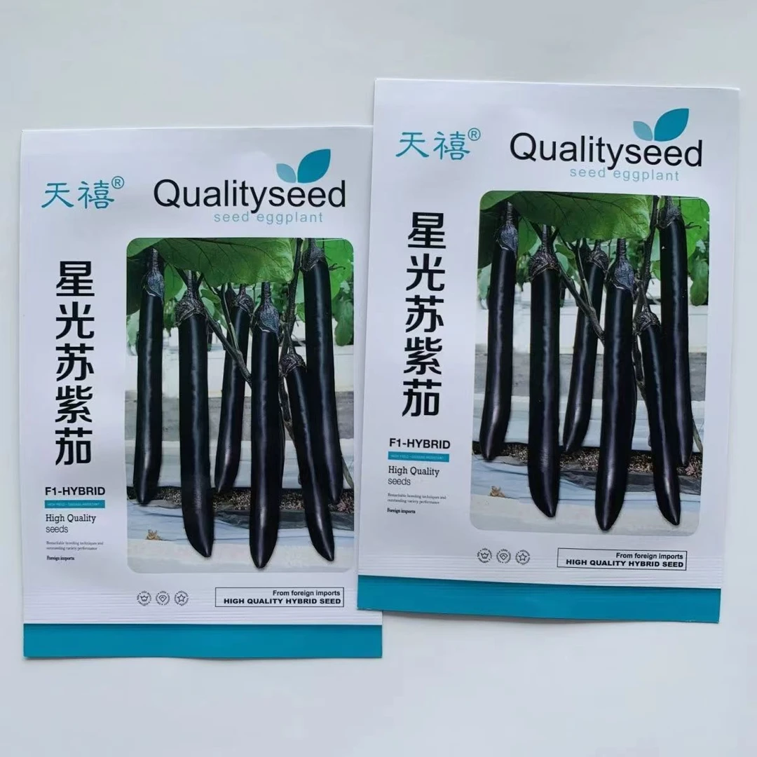 细长黑色茄子种子黑紫长茄种籽肉紧实顺直高产抗病四季田园超长新