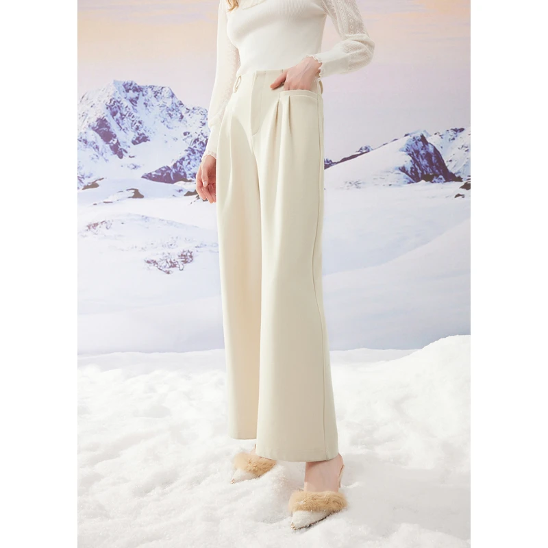 misscocoon23秋冬新款经典高腰显瘦灯芯绒加厚垂坠感阔腿休闲裤