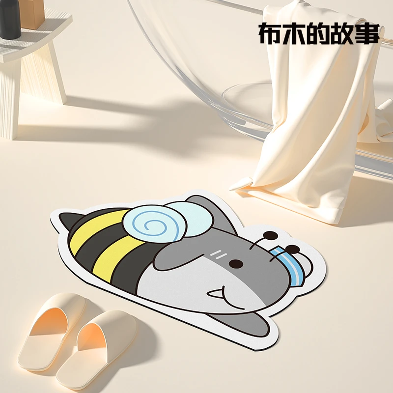 布木的故事  【布木木】蜜蜂兔兔鲨鱼吸水防滑浴室厨房硅藻泥防水