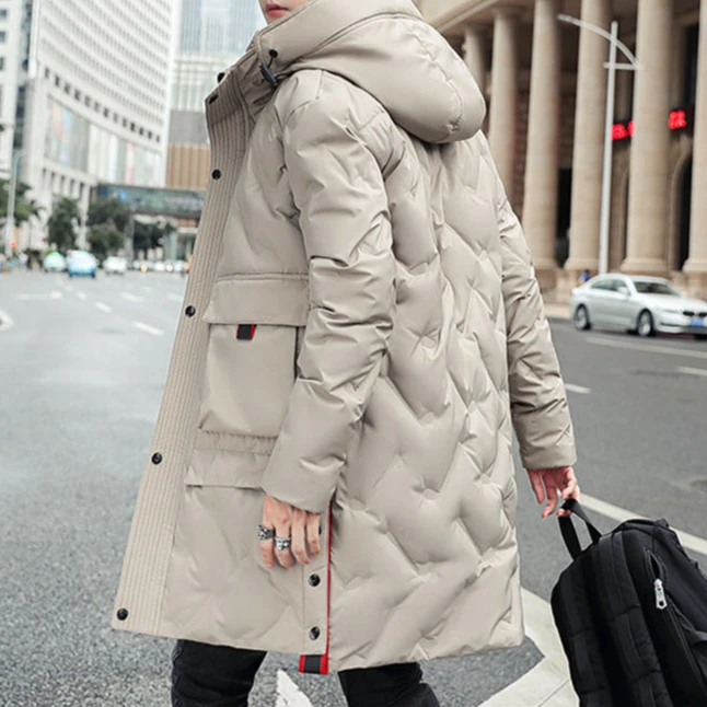 斯洛加霍特冬季加厚羽绒服男中长款加肥加大码青年时尚连帽外套