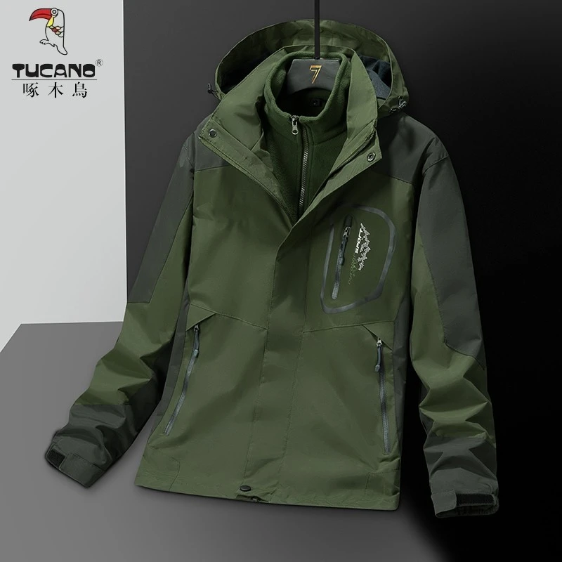 TUCANO/啄木鳥两件套冲锋衣外套夹克户外防水加绒加厚防风登山服
