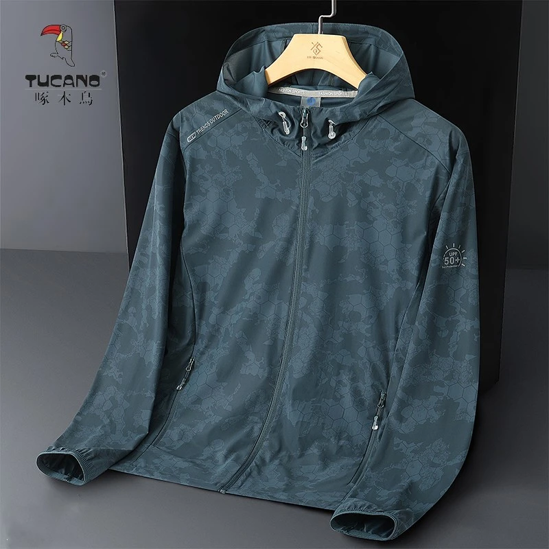 TUCANO/啄木鳥夏季情侣款防晒衣户外服装透气迷彩连帽登山钓鱼服