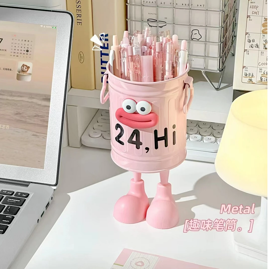 高颜值搞怪笔筒大容量学生桌面收纳盒女孩办公室轻奢高级感