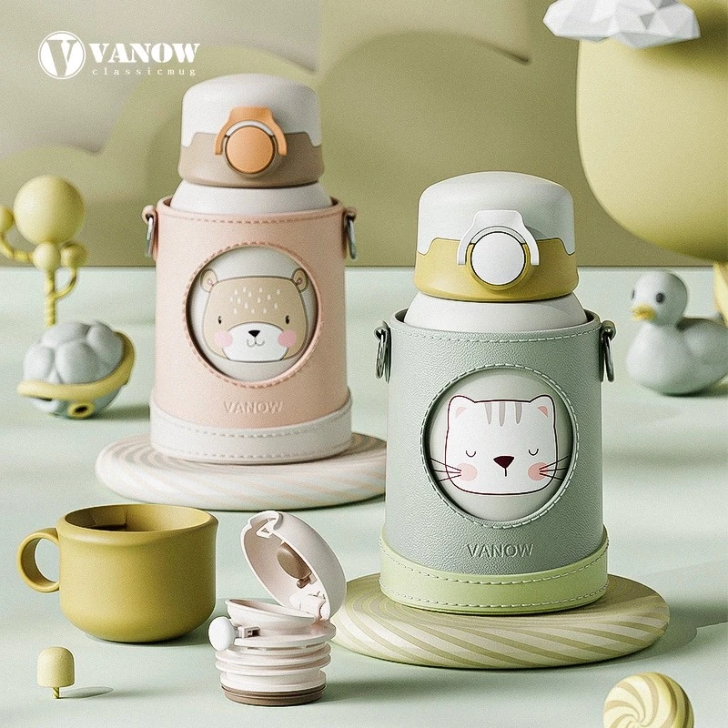Vanow儿童保温杯带吸管316食品级女男幼儿园上学专用水杯学生