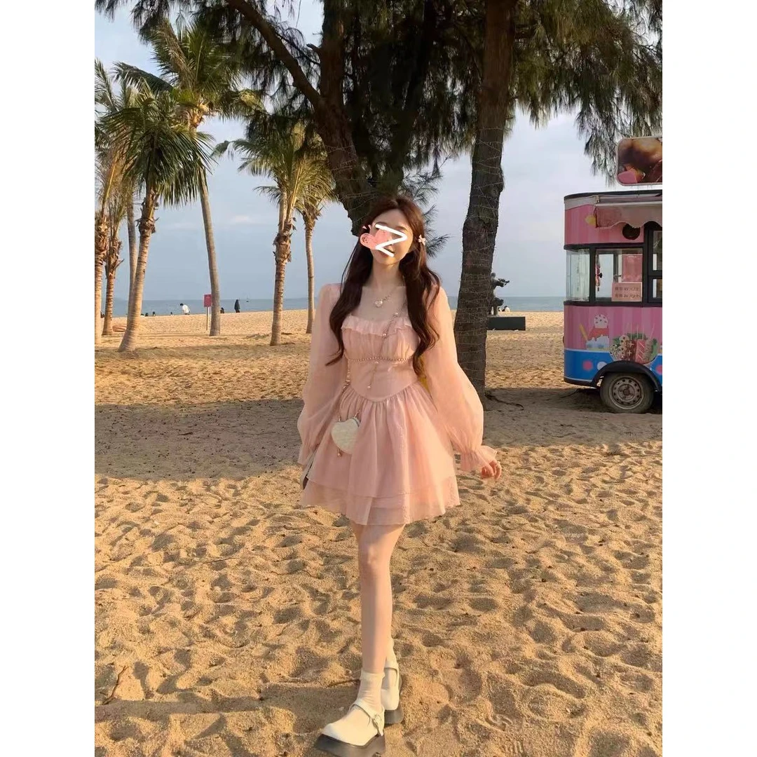 婷婷子【桃子汽水】大码夏季甜妹甜美风设计感收腰显白公主风蓬蓬裙