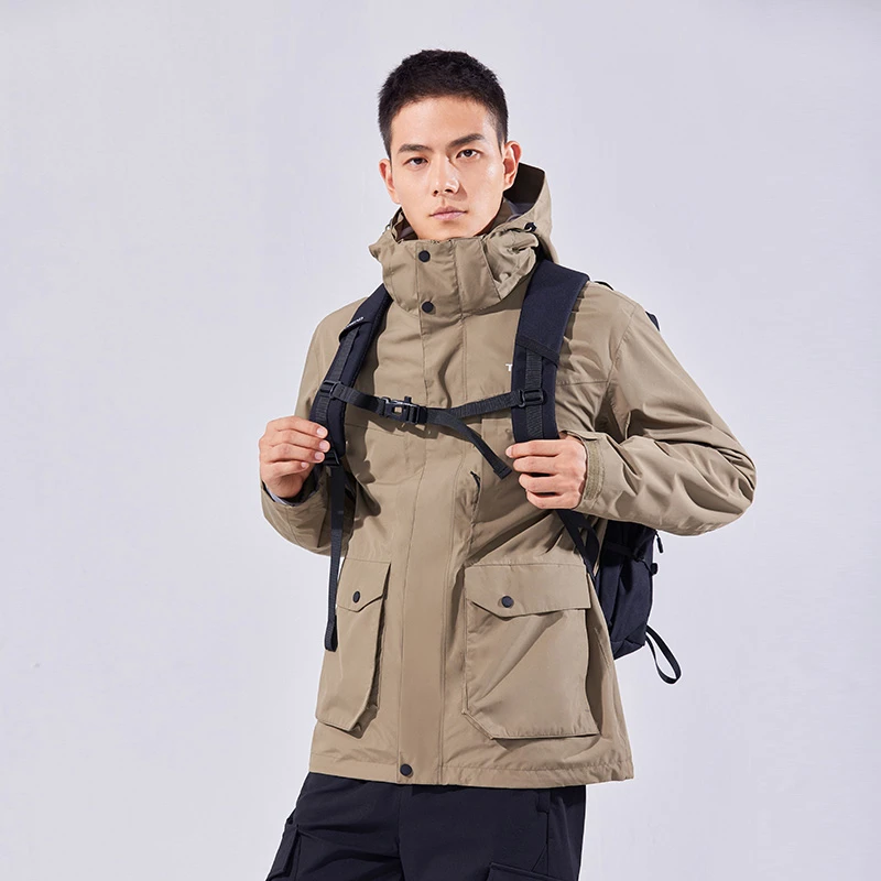 探路者三合一冲锋衣男秋冬新款户外防泼水套绒登山服TAWWBK91718