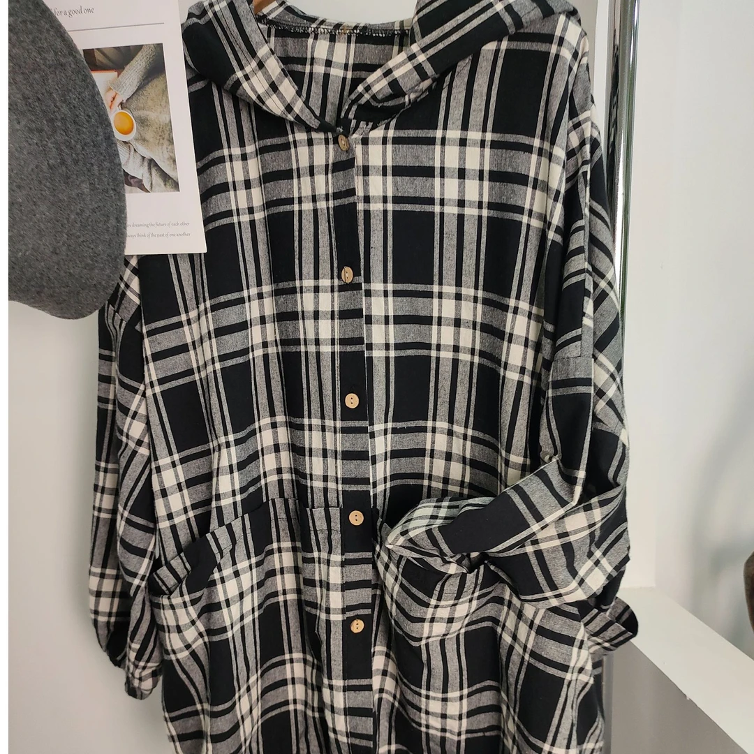 【A113】2024新款棉麻大衬衫帽衫宽松大版男女同款春秋款衬衫