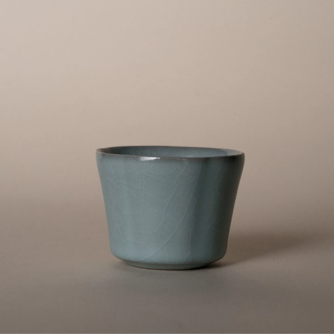 玉钟杯红印章款 台湾三叔青瓷磨年 徐瑞鸿常规作品 汝瓷茶具茶杯