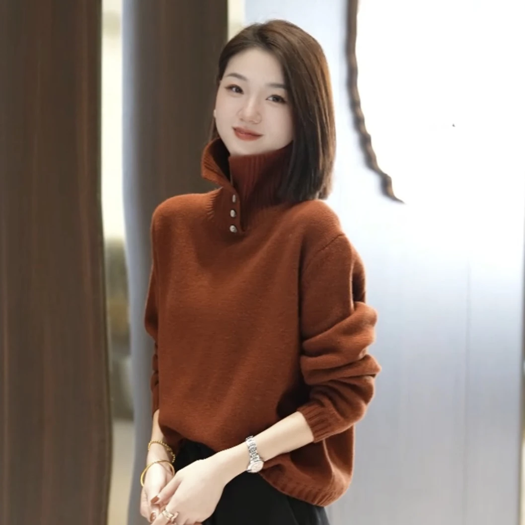 名港-【小暖炉】 纯羊毛立领秋冬时尚百搭针织衫 MG7236