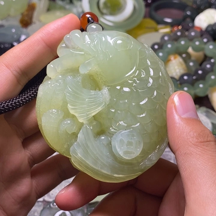 岫玉天然岫玉手把件未镶嵌心**汐