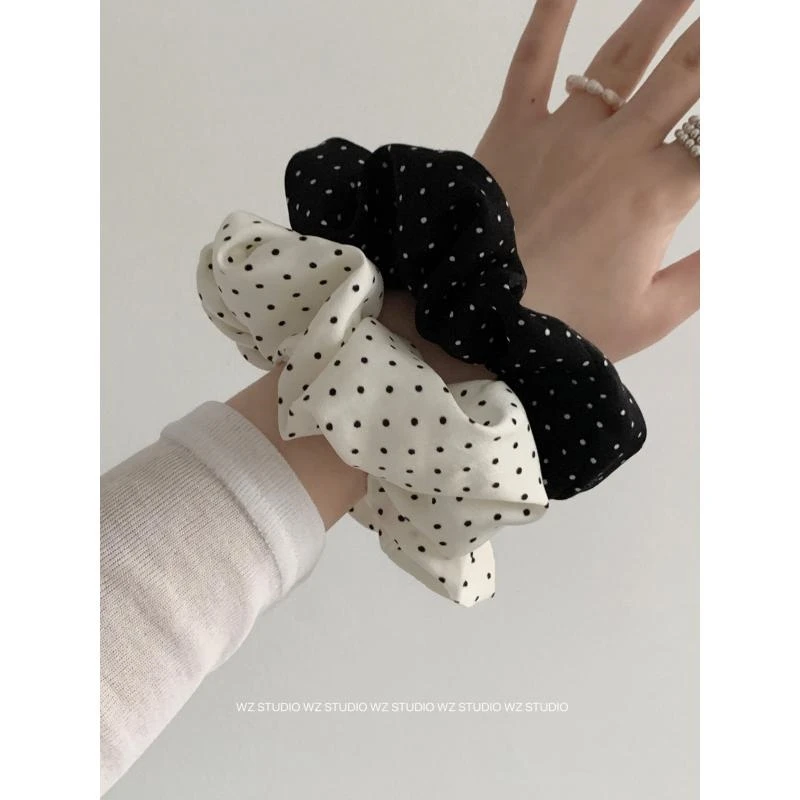 优雅简约百搭波点大肠圈气质扎头发白色日韩头绳发圈柔软可爱头花