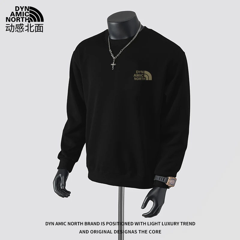 动感北面秋冬季加绒加厚卫衣男女款爆款休闲潮流圆领保暖上衣#22