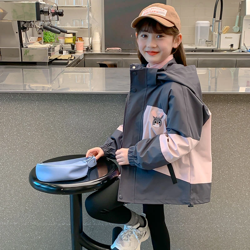 女童冲锋衣外套2024秋冬新款儿童洋气冬装女孩三合一夹棉加厚上衣