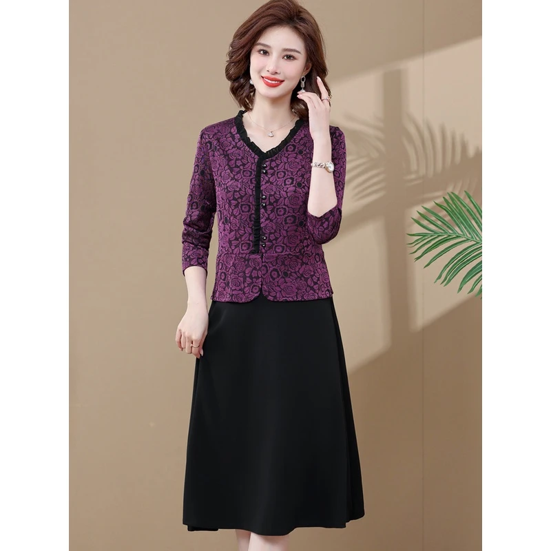 中老年女装春秋长袖打底2023新款中年妈妈秋装洋气减龄显瘦时尚