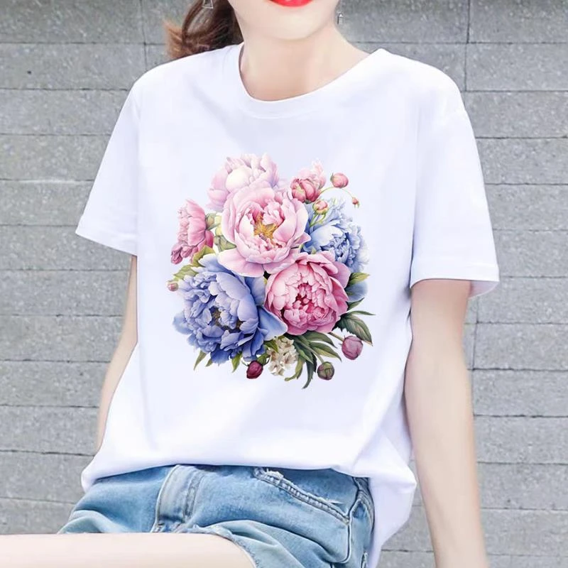 打底衫网红女通勤休闲ins新款时尚个性圆领韩版短袖印花上衣T恤