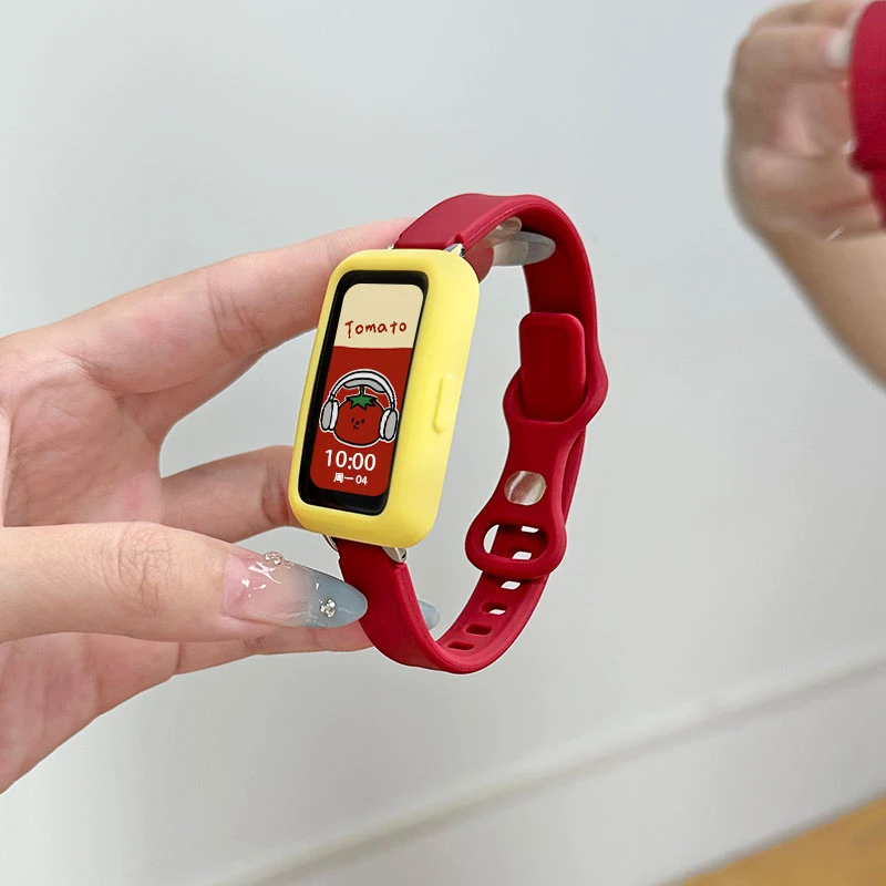 UhADa适用华为手环10表带夏天撞色硅胶华为手环9表带蝴蝶扣手表带