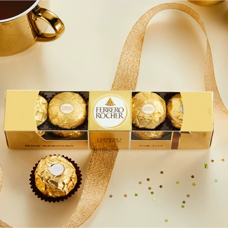 FERRERO 费列罗榛果威化巧克力5粒装62.5g休闲零食婚庆礼物喜糖