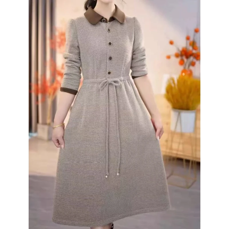 现货 H1119（关注赠运费险）2024冬季新款高级感通勤气质两连衣裙