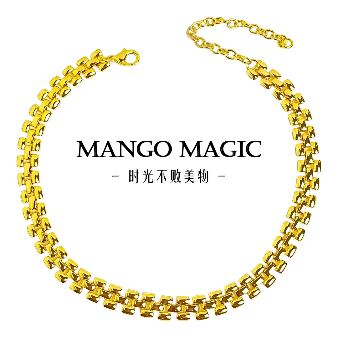 mango magic 铜合金项链 冷淡风ins个性金色苏联百搭项链 9362