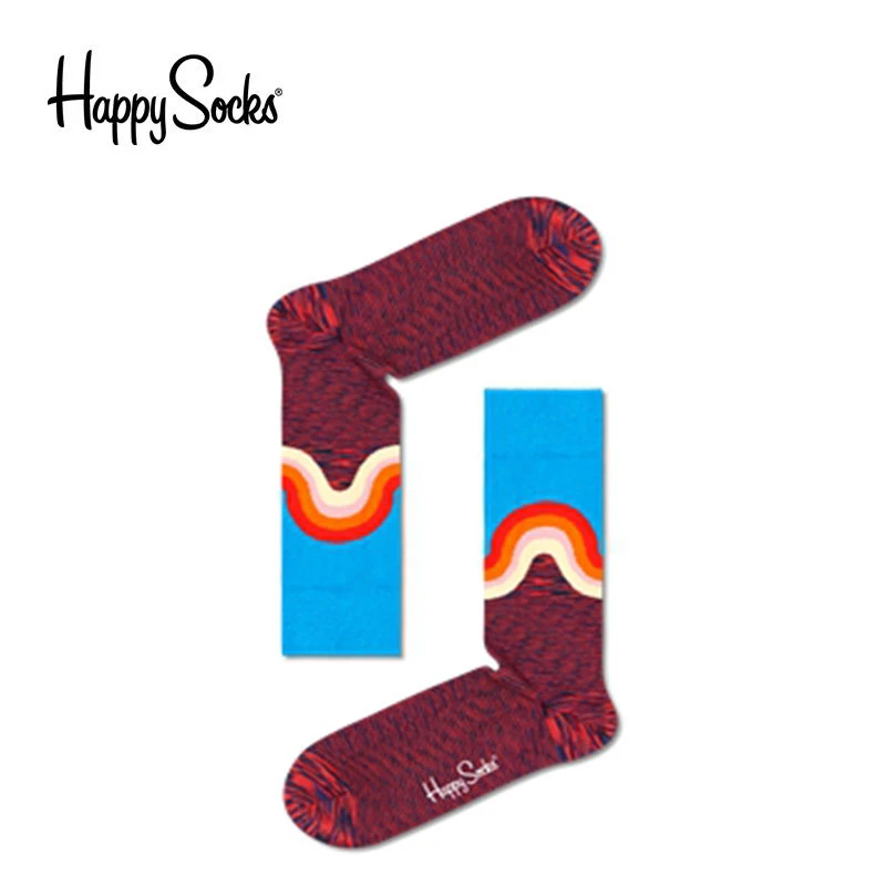 HappySocks2022新款山川与海潮袜中筒袜子JUW01-4300