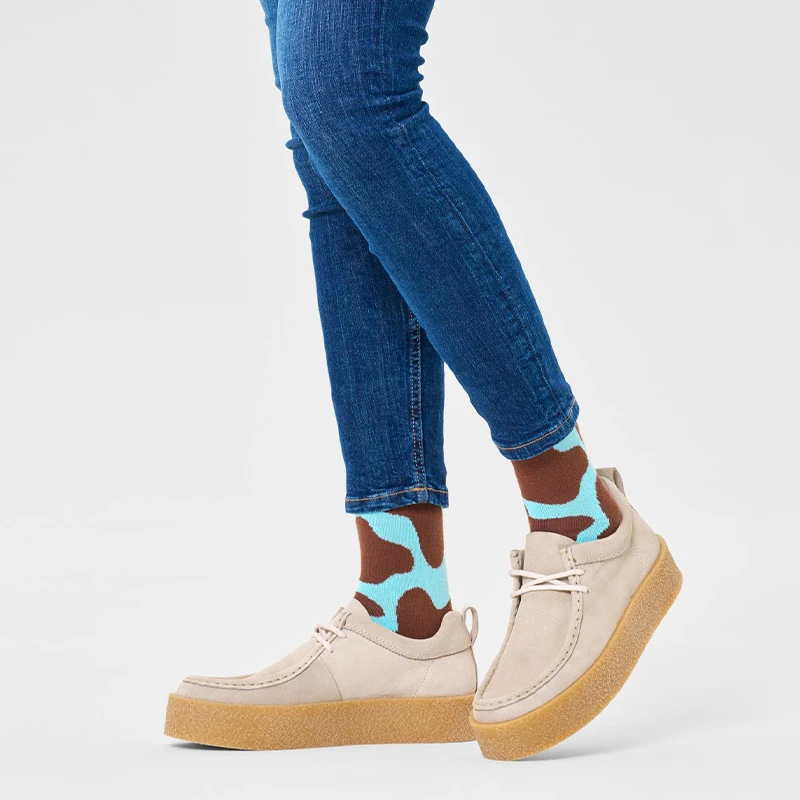 HappySocks 奶牛纹中筒棉袜多巴胺设计感百搭P000079
