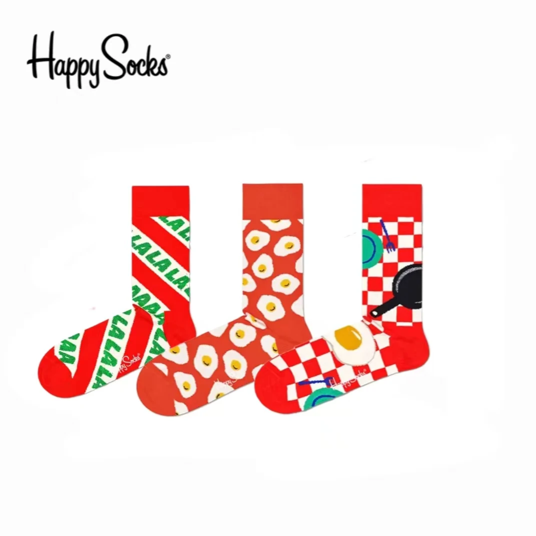 HappySocks【新年红新年袜合集】潮牌红色潮袜春秋新款中筒袜袜子